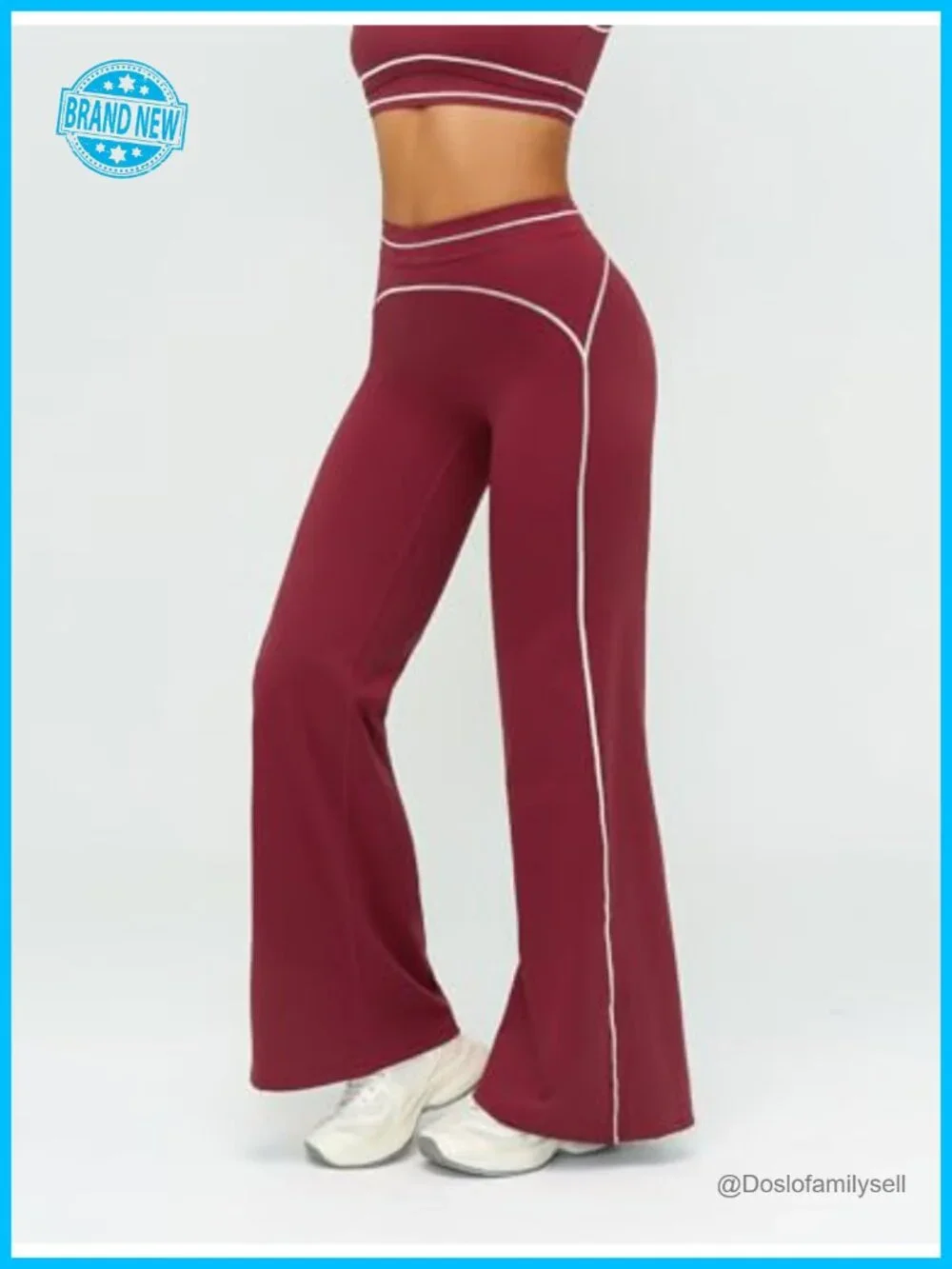 2 Piece Workout Set with Square Neck Tank & Wide Leg Yoga Pants